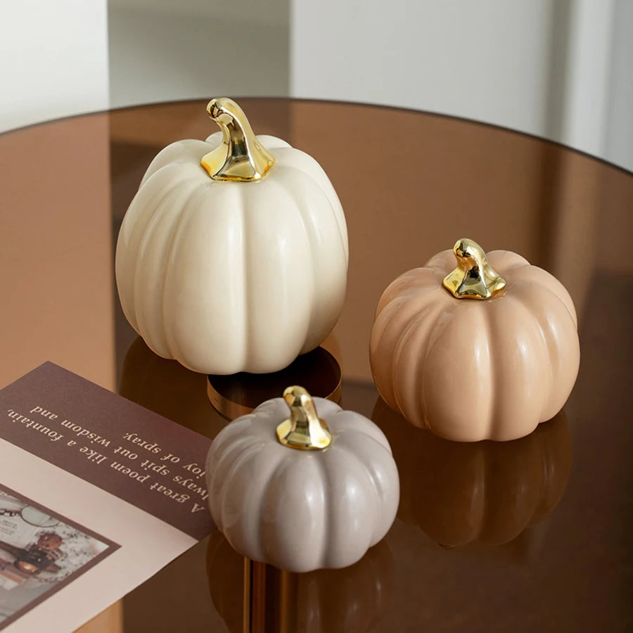 Luxury Nordic Style Ceramic Lovely Funny Vegetable Pumpkin Home Ornament Figurines Arts Crafts Desk Decor Statues Sculpture Prop