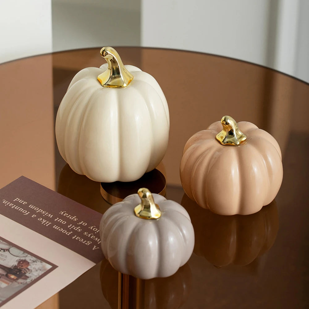 Luxury Nordic Style Ceramic Lovely Funny Vegetable Pumpkin Home Ornament Figurines Arts Crafts Desk Decor Statues Sculpture Prop